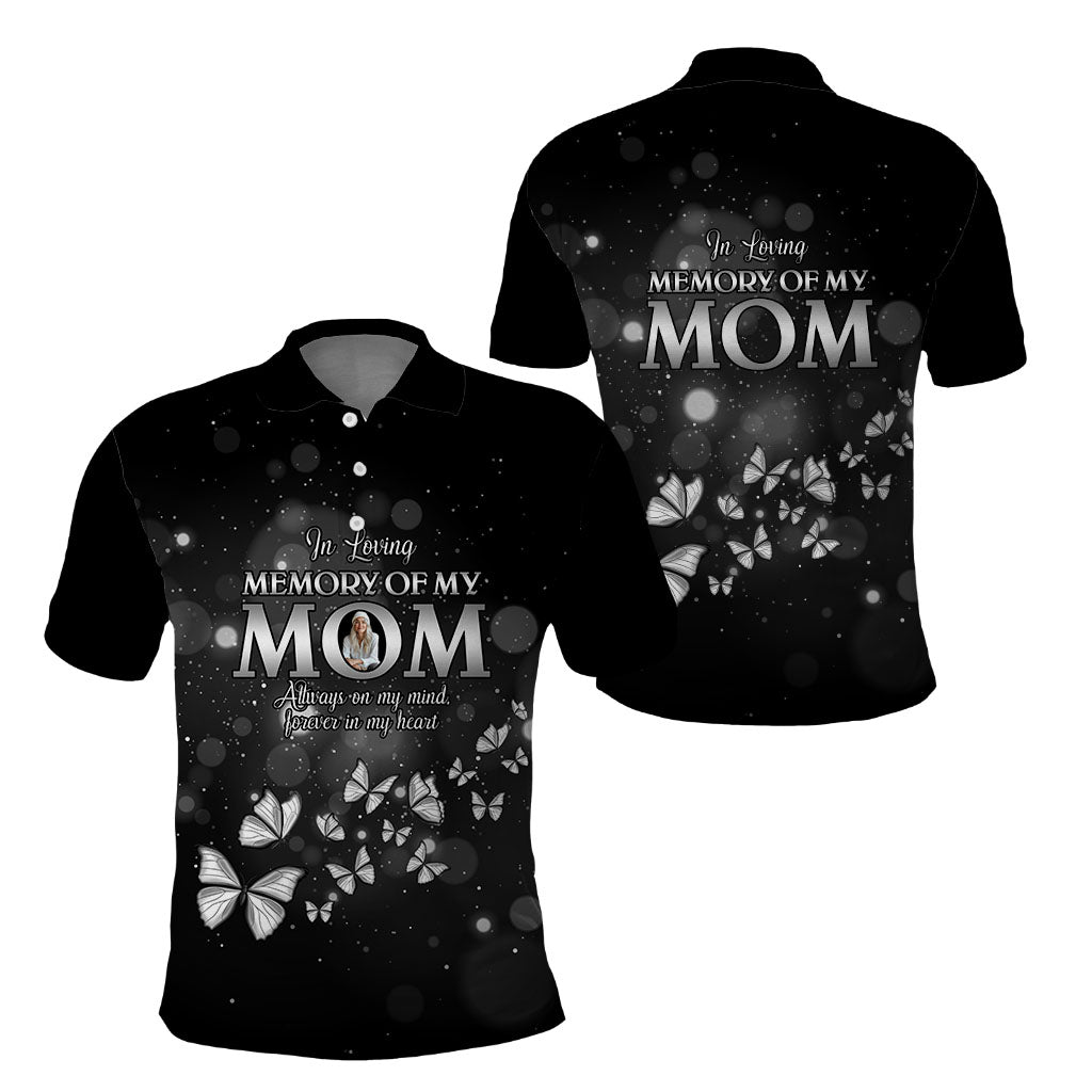 In Memory of Mom Custom Photo Forever in My Heart Polo Shirt