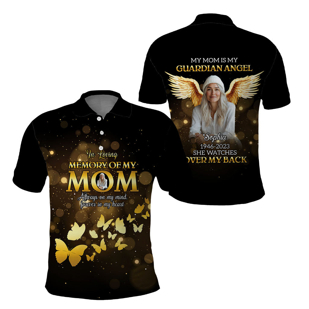 In Memory of Mom Custom Photo Forever in My Heart Polo Shirt