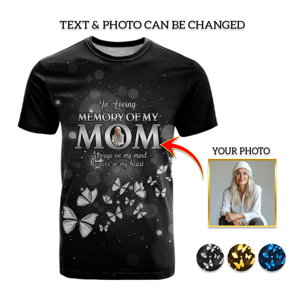 In Memory of Mom Custom Photo Forever in My Heart T shirt