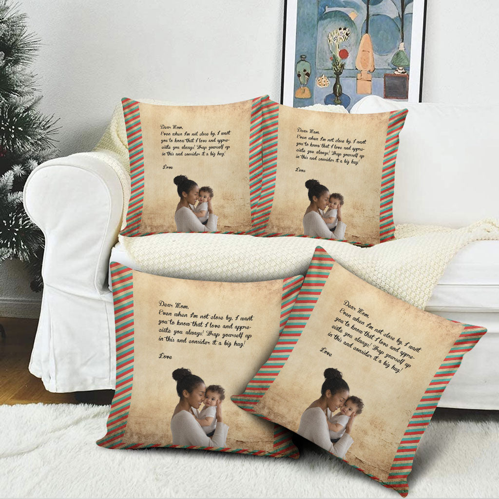 Personalized Photo with Letter Message for Mom Pillow Cover