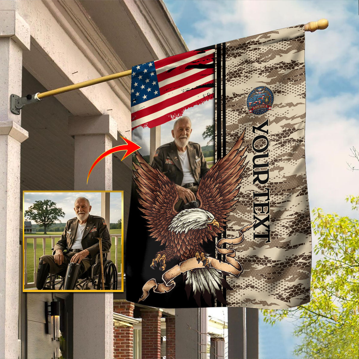 In Loving Memory Custom Photo Garden Flag America Patriotic Semiquincentennial Tribute