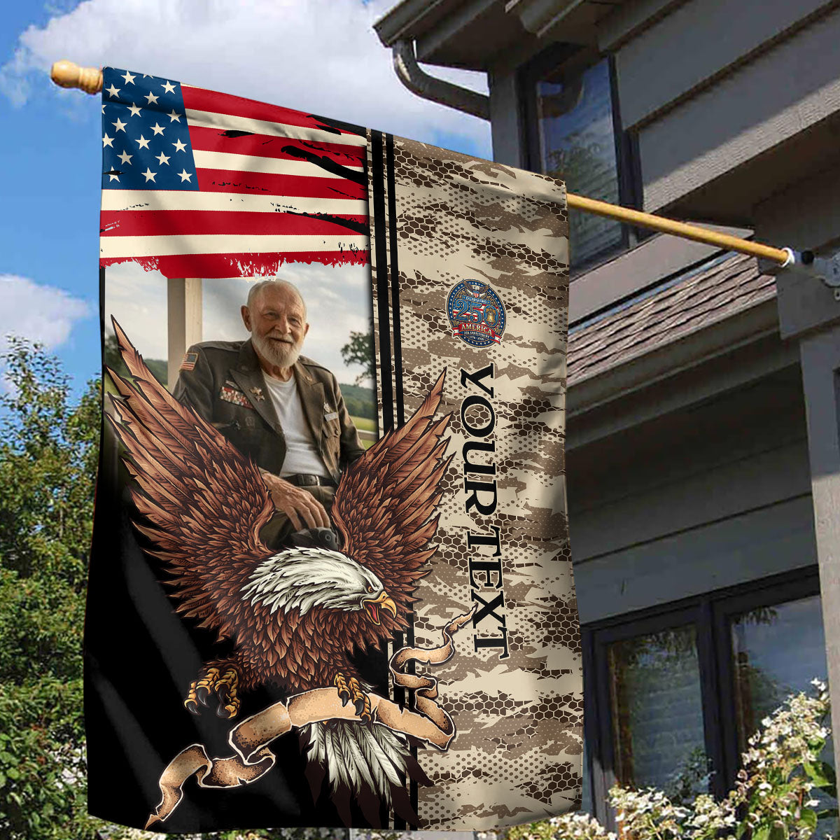 In Loving Memory Custom Photo Garden Flag America Patriotic Semiquincentennial Tribute