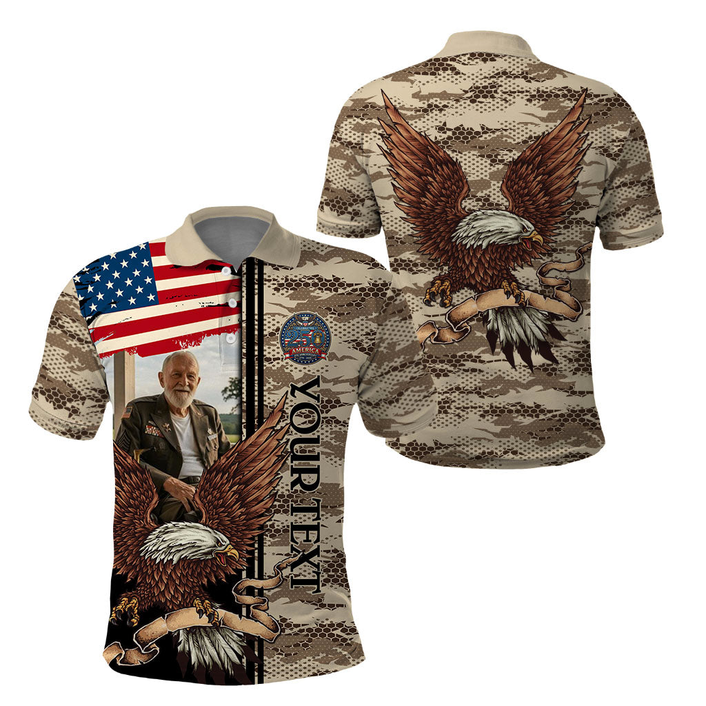 In Loving Memory Custom Photo Polo Shirt America Patriotic Semiquincentennial Tribute