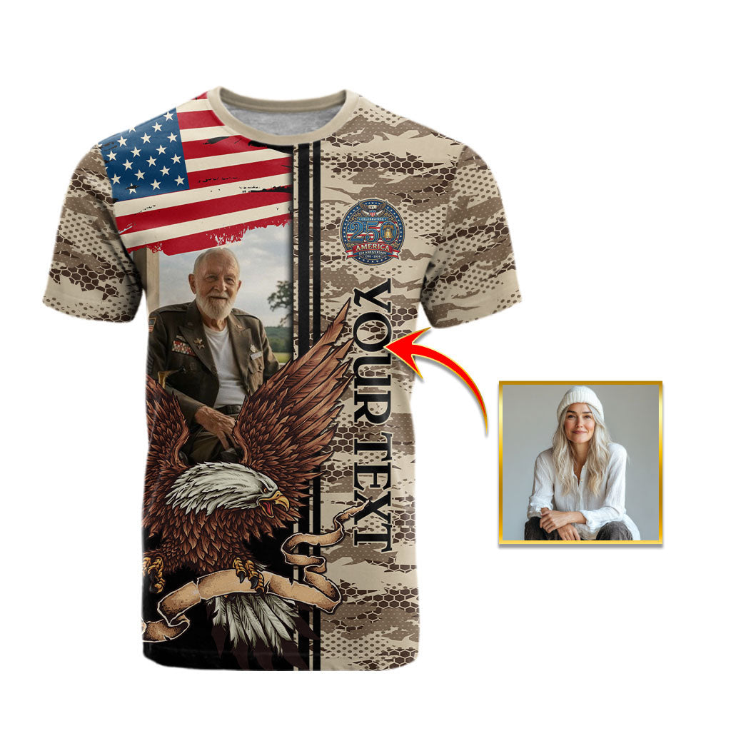 In Loving Memory Custom Photo T shirt America Patriotic Semiquincentennial Tribute
