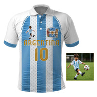 Custom Photo Name Argentina Polo Shirt Football Albiceleste Fan