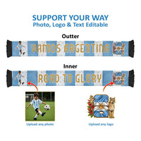 Custom Photo Name Argentina Soccer Scarf Football Albiceleste Fan