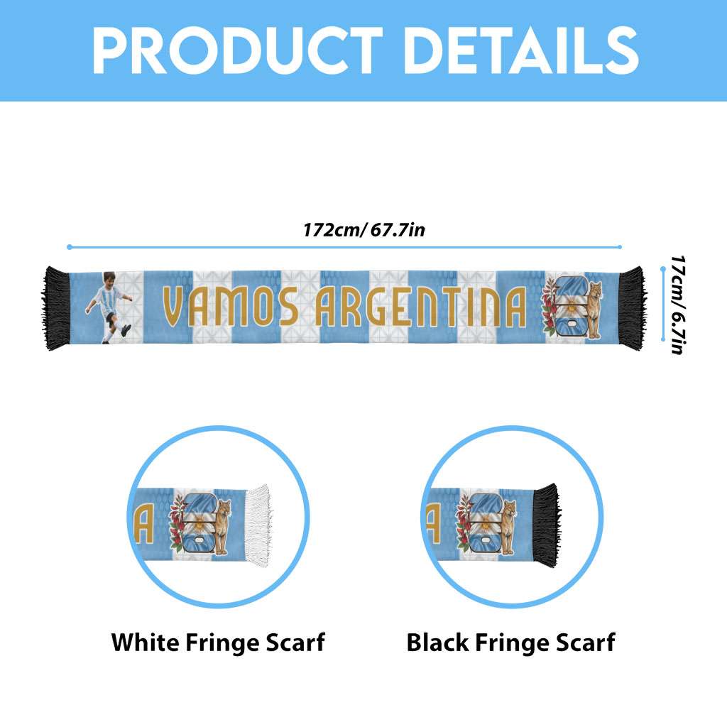 Custom Photo Name Argentina Soccer Scarf Football Albiceleste Fan
