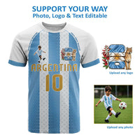Custom Photo Name Argentina T shirt Football Albiceleste Fan