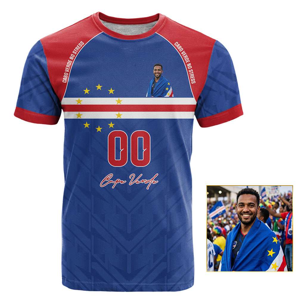 Custom Photo Name Cape Verde T shirt Atlantic Stars - Football 2026 Supporter
