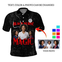 Black Nurse Magic Custom Photo Polo Shirt