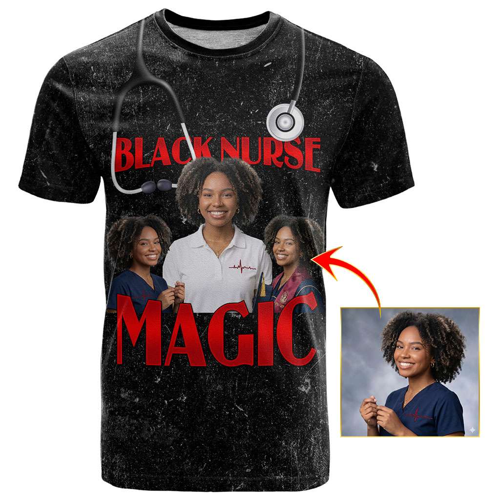 Black Nurse Magic Custom Photo T shirt