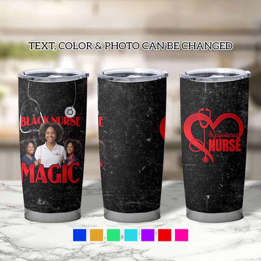 Black Nurse Magic Custom Photo Tumbler Cup