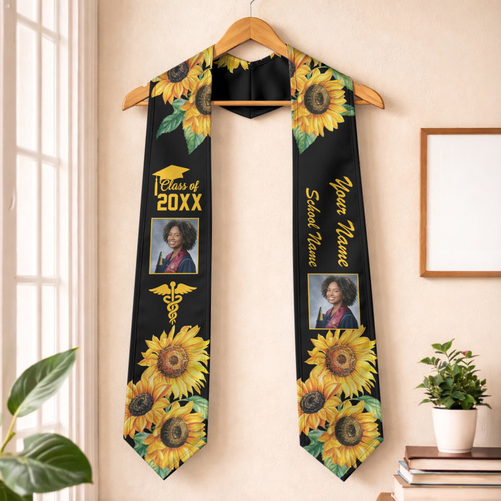 Nurse Graduation Sunflower Custom Photo Class Year RN Graduation Stole CTM09