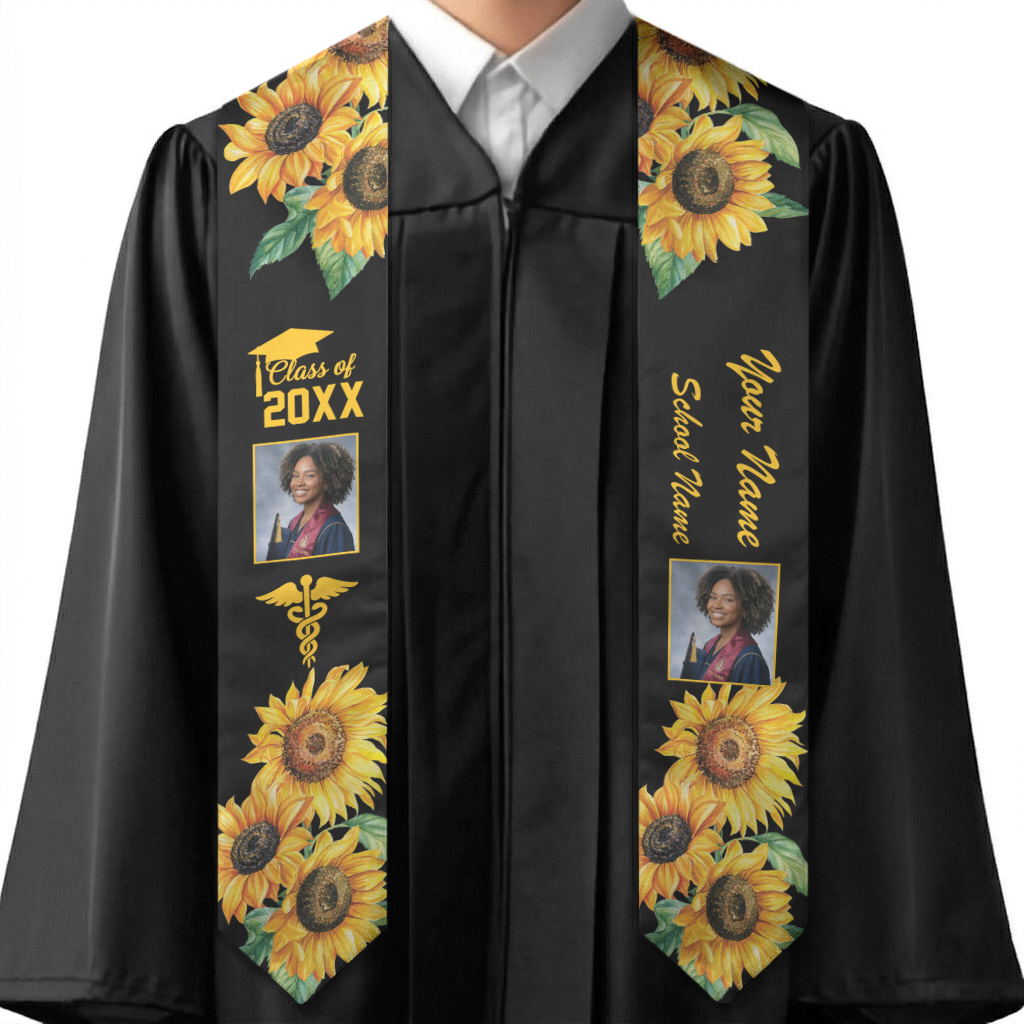 Nurse Graduation Sunflower Custom Photo Class Year RN Graduation Stole CTM09