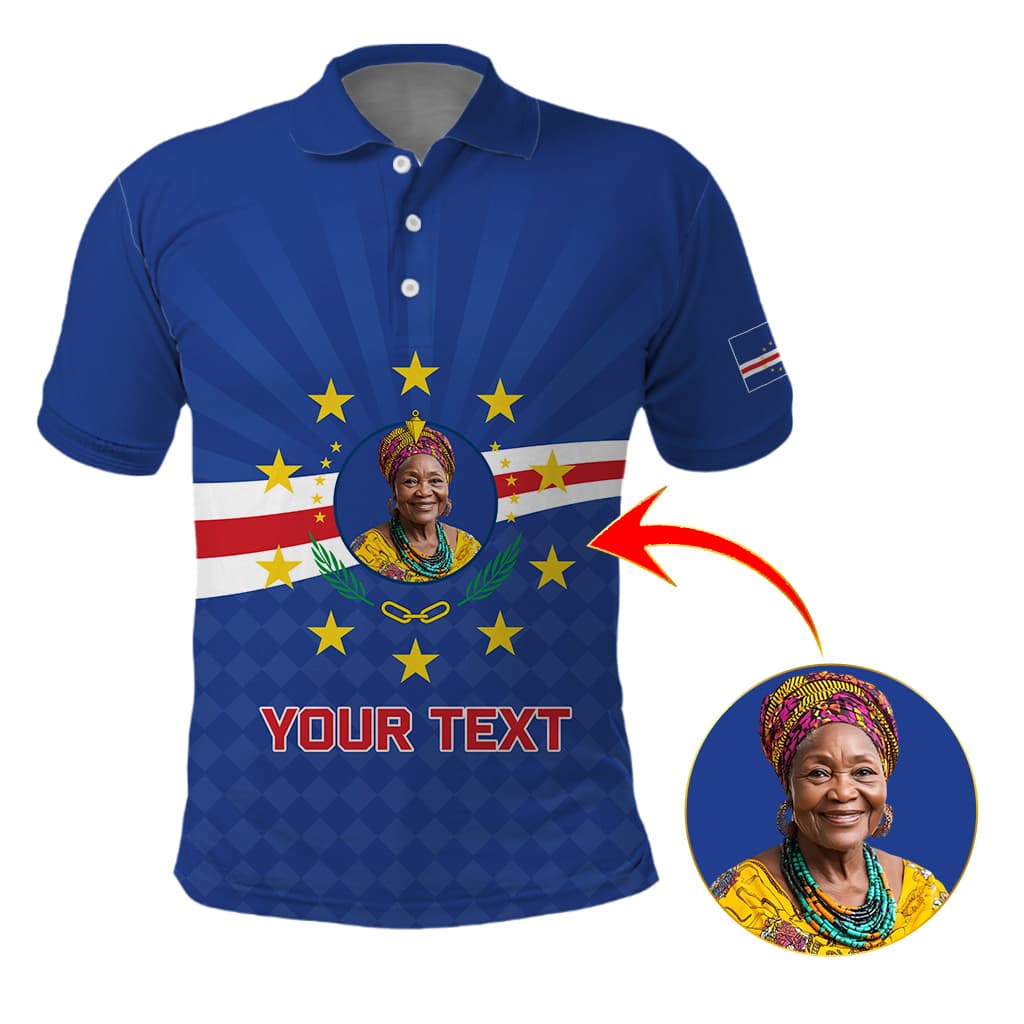 Custom Photo Name Cabo Verde Polo Shirt First Time History Football Supporter