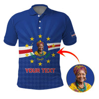 Custom Photo Name Cabo Verde Polo Shirt First Time History Football Supporter