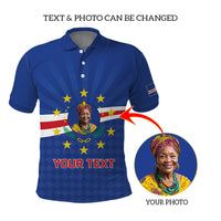 Custom Photo Name Cabo Verde Polo Shirt First Time History Football Supporter