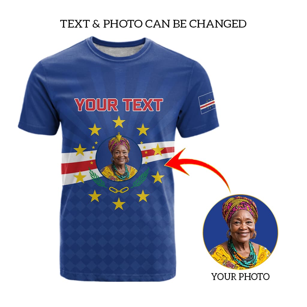 Custom Photo Name Cabo Verde T shirt First Time History Football Supporter