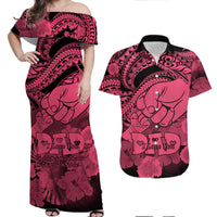 Matching Couple Outfit Polyneisian Pride Happy Father Day Combo Off Long Dress and Hawaiian Shirt I Love You Dad - Polynesian Tribal Pink LT9 - Wonder Print Shop