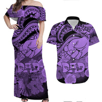 Matching Couple Outfit Polyneisian Pride Happy Father Day Combo Off Long Dress and Hawaiian Shirt I Love You Dad - Polynesian Tribal Purple LT9 - Wonder Print Shop