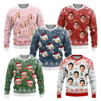 Custom Face Photo Xmas Ugly Christmas Sweater Cozy Christmas Pattern - Wonder Print Shop