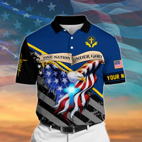 One Nation Under God Polo Shirt Multicolor Personalized, Perfect Gift For Patriot - Wonder Print Shop