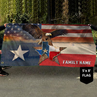 Personalized Texas Map Eagle Hanging Grommet Flag