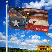Personalized Texas Map Eagle Hanging Grommet Flag