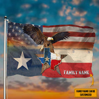 Personalized Texas Map Eagle Hanging Grommet Flag