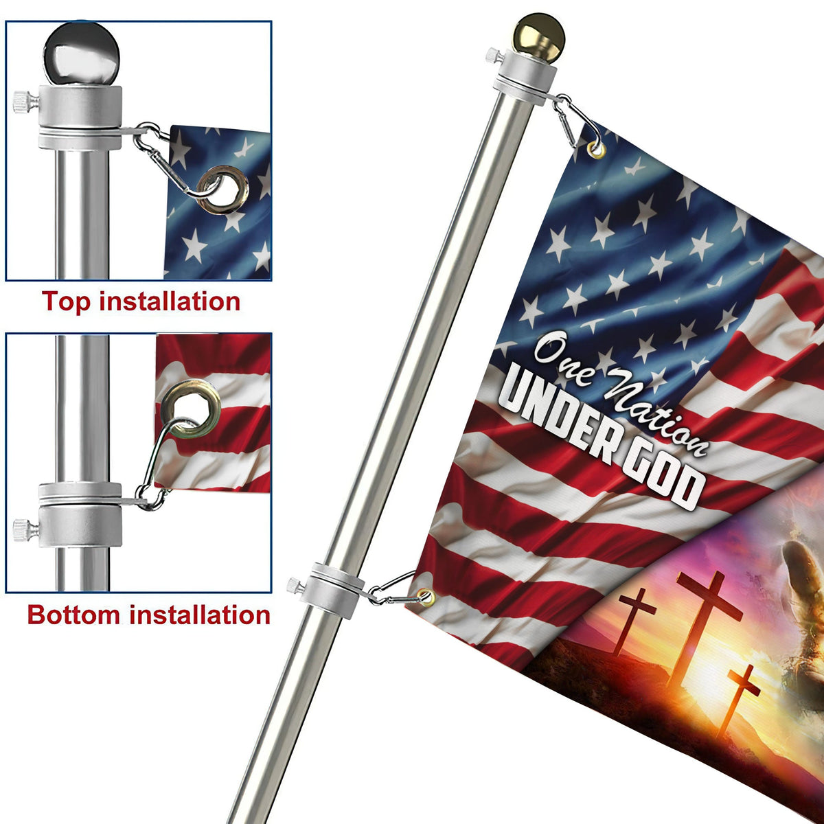 Premium Eagle American Patriotic Grommet Flag One Nation Under God