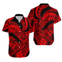 Matching Outfits For Couples Polynesian Combo Dress And Hawaiian Shirt Tribal Mix Turtle Red Version - Wonder Print Shop