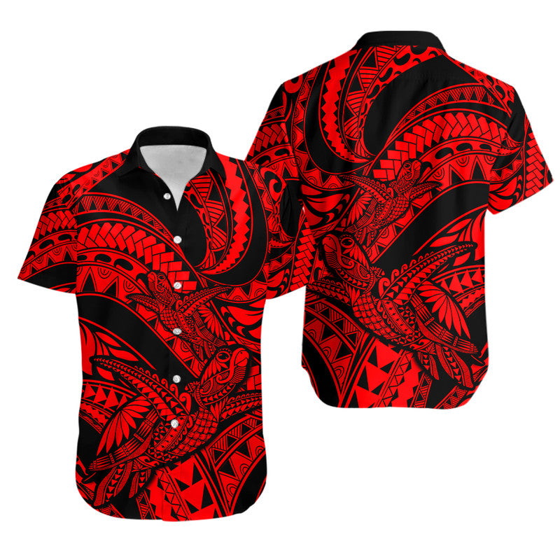 Polynesian Pride Hawaiian Shirt Tribal Mix Turtle Red Version - Wonder Print Shop