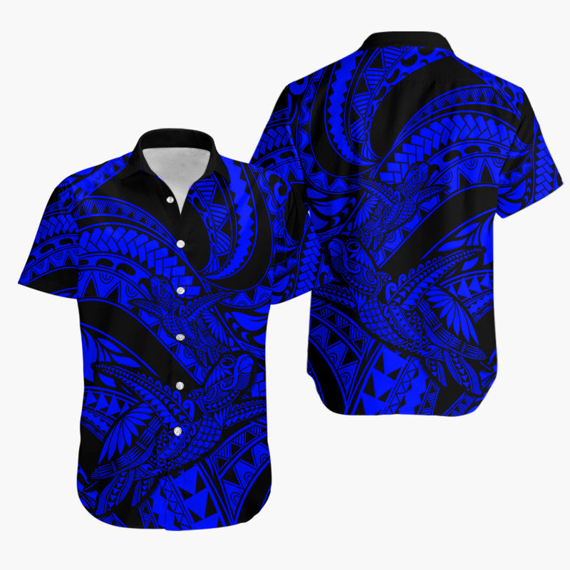 Polynesian Pride Hawaiian Shirt Tribal Mix Turtle Blue Version - Wonder Print Shop