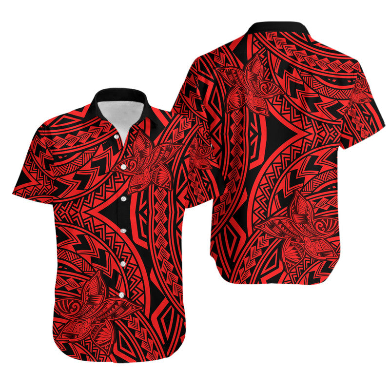 Polynesian Pride Hawaiian Shirt Polynesia Tribal Tattoo Plumeria Red - Wonder Print Shop