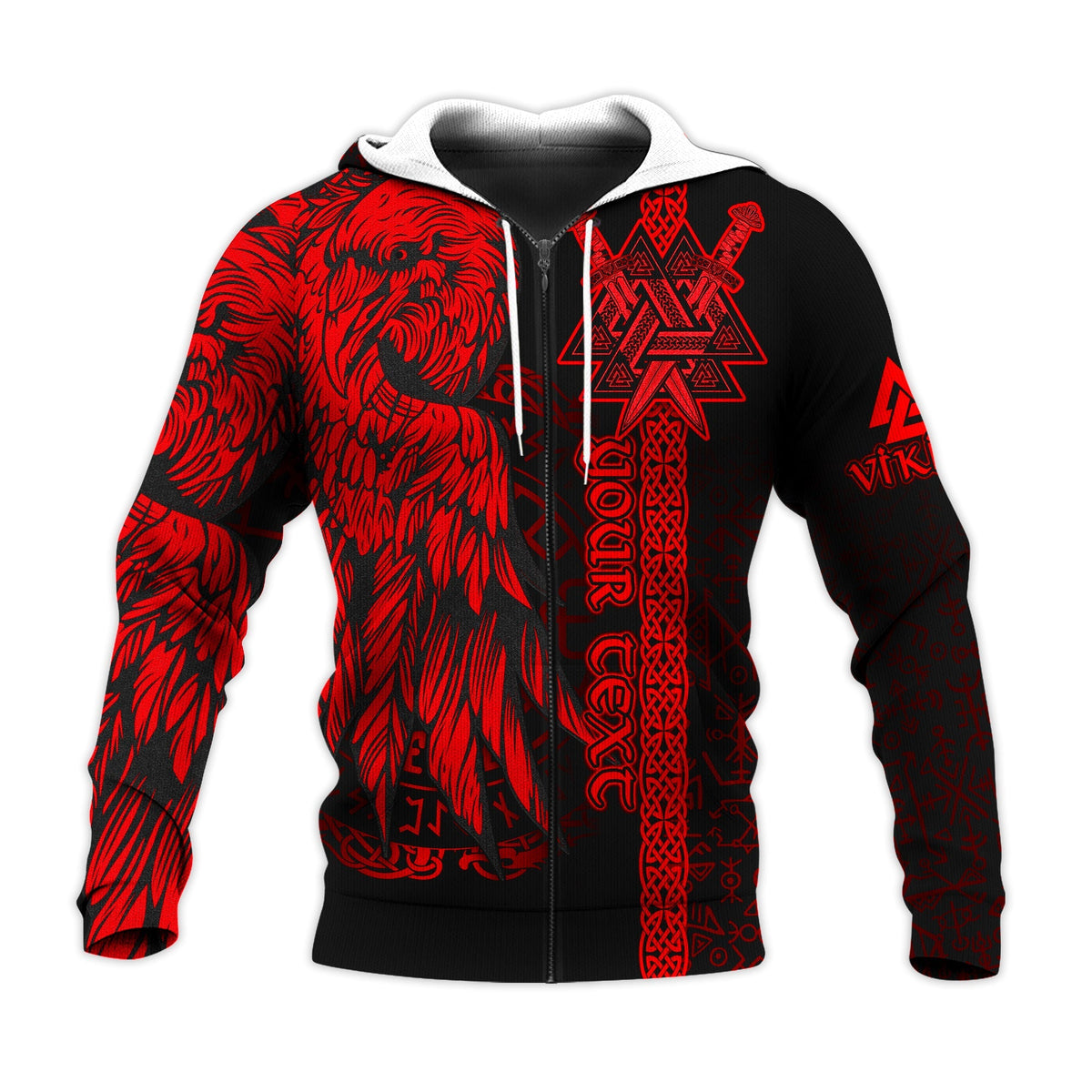 custom-viking-hoodie-valknut-raven-symbol-celtic-vegvisir-red-color