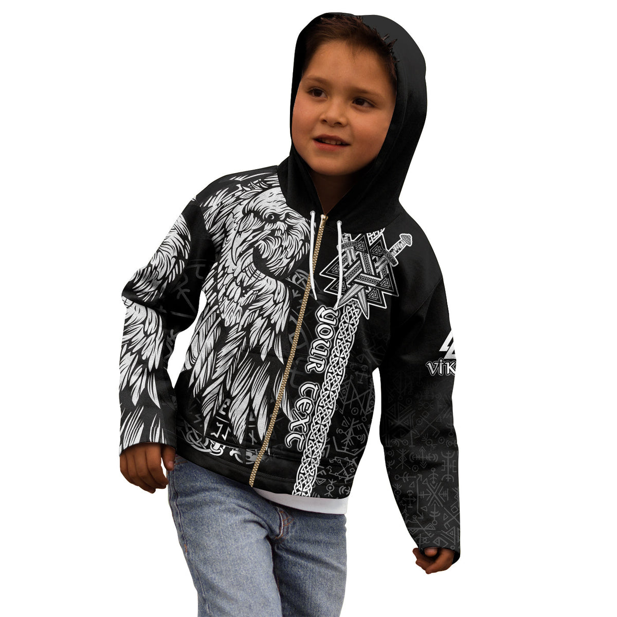 custom-viking-hoodie-kid-valknut-raven-symbol-celtic-vegvisir-black-color