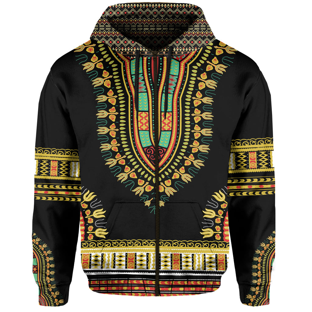 African Hoodie Colorful Dashiki Zip Hoodie - Wonder Print Shop