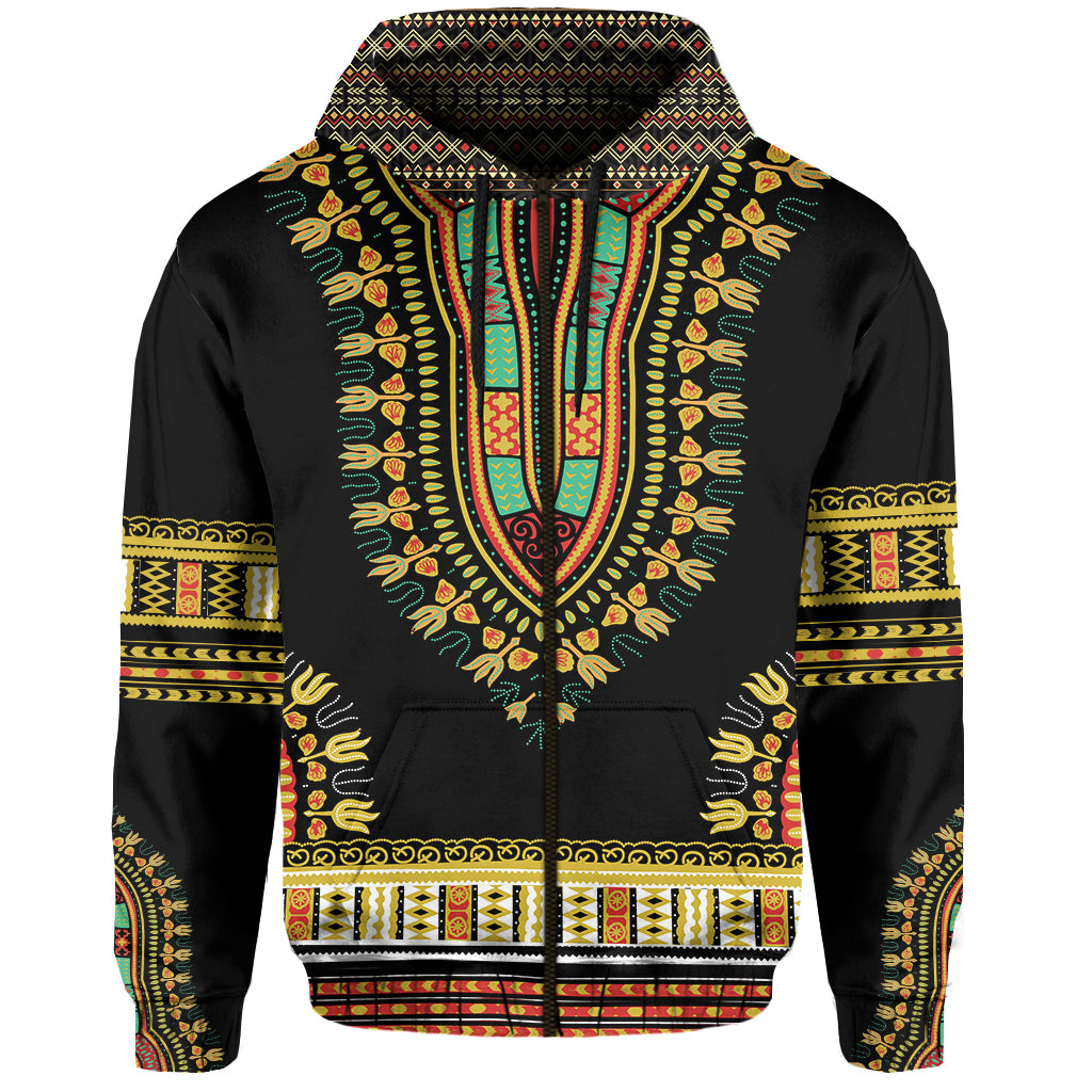 African Hoodie Colorful Dashiki Zip Hoodie