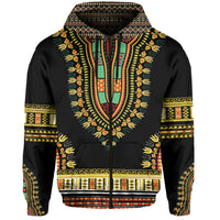 African Hoodie Colorful Dashiki Zip Hoodie - Wonder Print Shop
