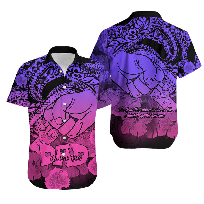 Matching Couple Outfit Polyneisian Pride Happy Father Day Combo Off Long Dress and Hawaiian Shirt I Love You Dad - Polynesian Tribal Gradient 2 LT9 - Wonder Print Shop