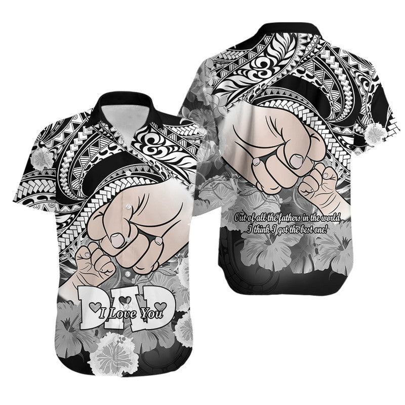 Matching Couple Outfit Polyneisian Pride Happy Father Day Combo Off Long Dress and Hawaiian Shirt I Love You Dad - Polynesian Tribal Black LT9 - Wonder Print Shop