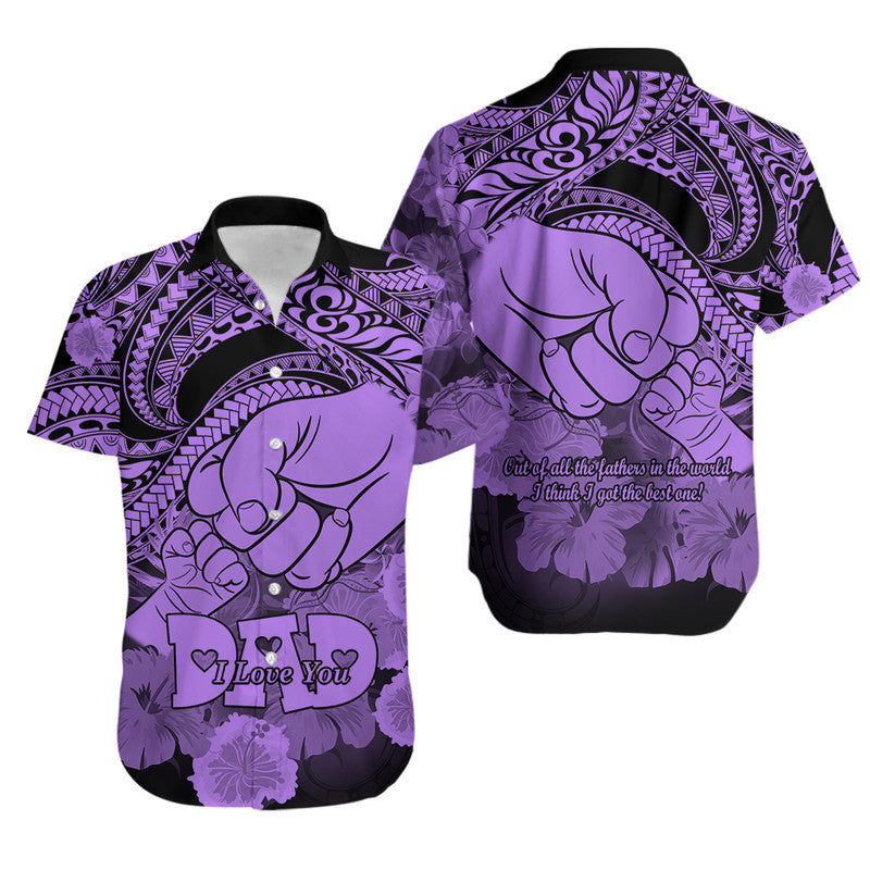 Matching Couple Outfit Polyneisian Pride Happy Father Day Combo Off Long Dress and Hawaiian Shirt I Love You Dad - Polynesian Tribal Purple LT9 - Wonder Print Shop