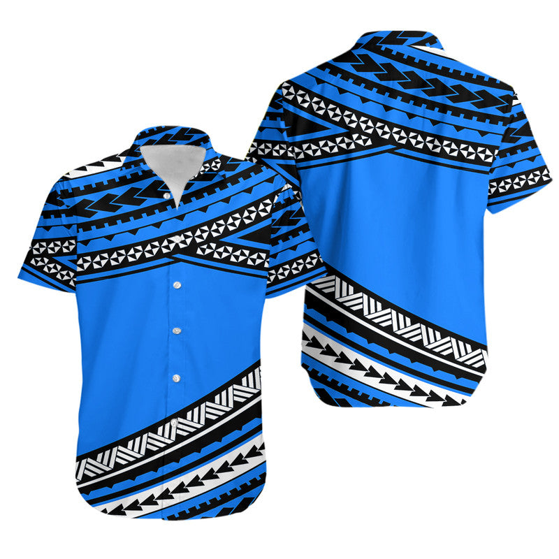 Polynesian Hawaiian Shirt Simple Blue LT6 - Wonder Print Shop
