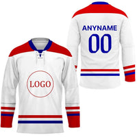 White Hockey Jersey Team Personalized logo and text - Wonder Print Shop