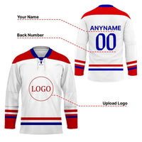 White Hockey Jersey Team Personalized logo and text - Wonder Print Shop