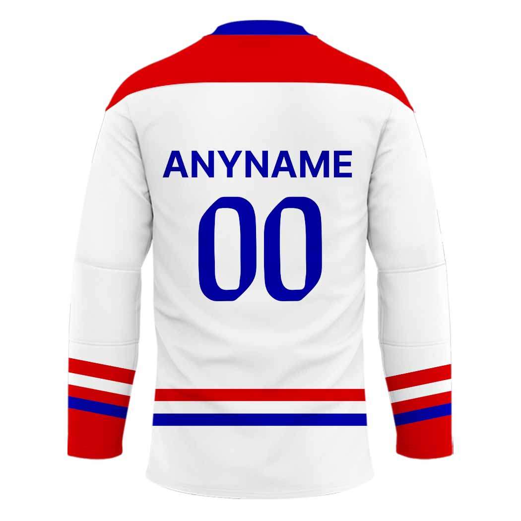 White Hockey Jersey Team Personalized logo and text - Wonder Print Shop