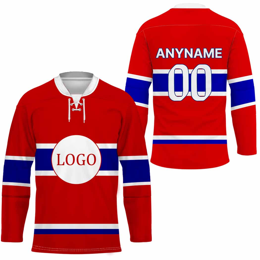 Red Hockey Jersey Team Personalized logo and text - Wonder Print Shop