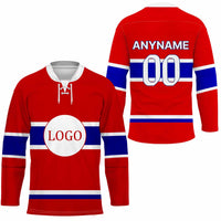 Red Hockey Jersey Team Personalized logo and text - Wonder Print Shop