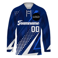 Custom Blue Hockey Jersey with Personalized Logo and Text Front and Back - Wonder Print Shop