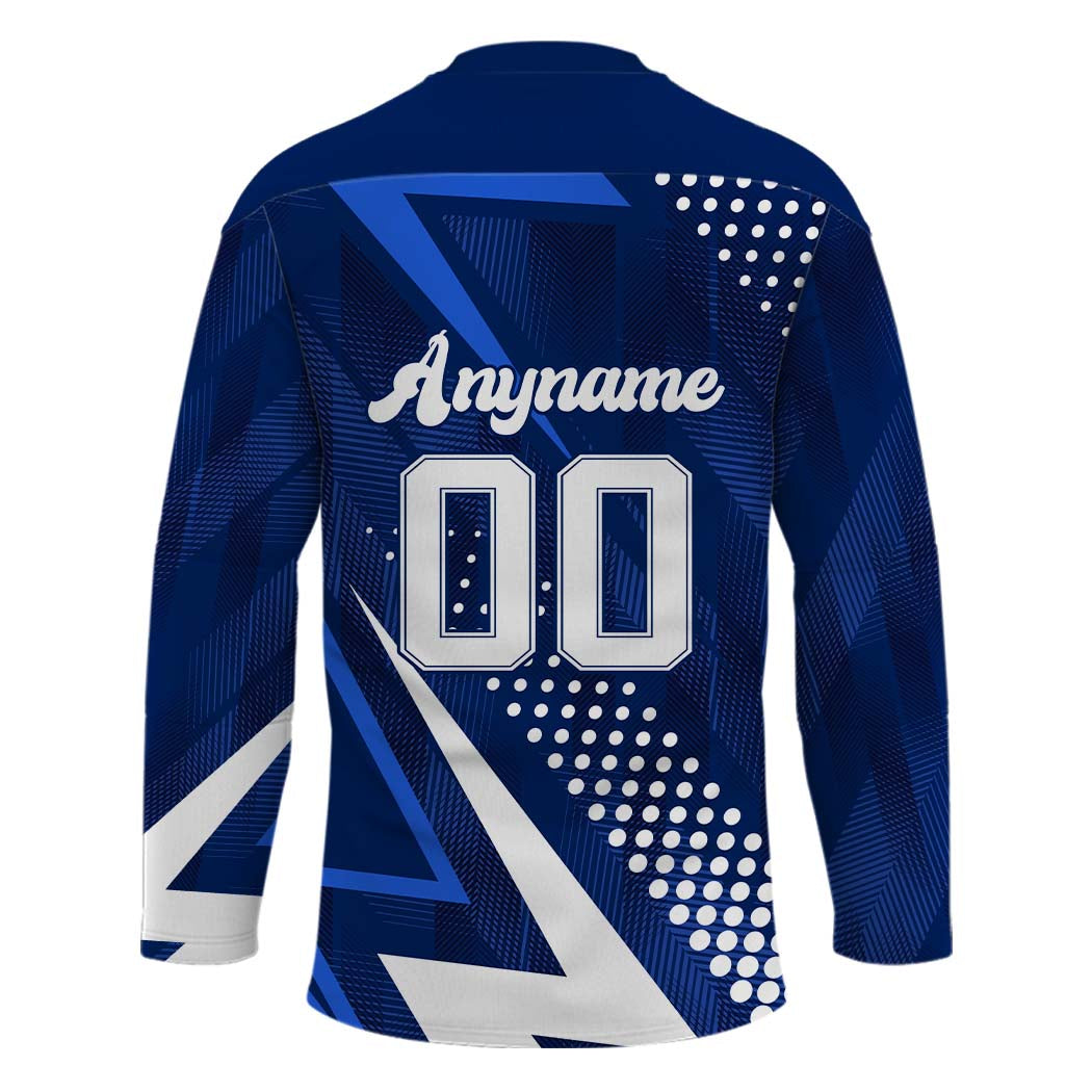 Custom Blue Hockey Jersey with Personalized Logo and Text Front and Back - Wonder Print Shop